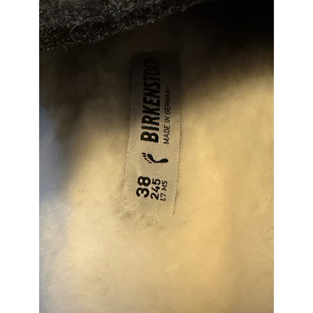 Birkenstock Zermatt Dark Grey Wool Shearling Slippers Size 38 Narrow L7 M5 - Picture 4 of 13